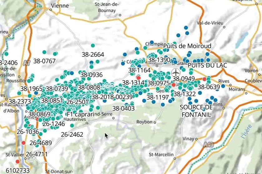 Carte des points de prélèvements du SAGE Bièvre Liers Valloire